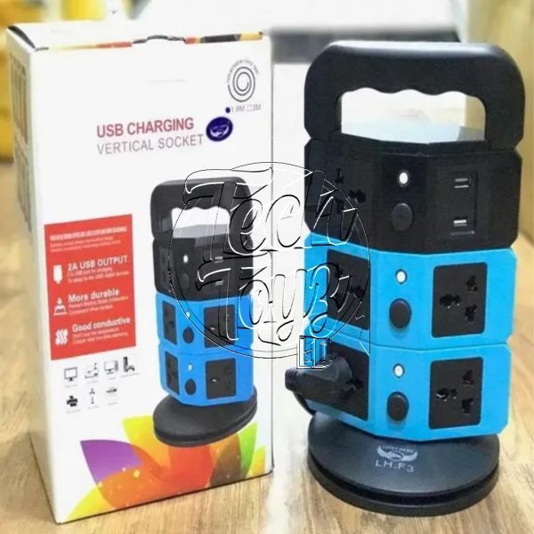 Multitoma Torre Extensión Eléctrica Giratoria 3 Niveles 8 tomacorriente